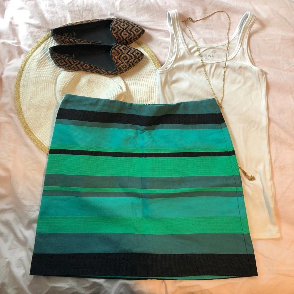 LOFT Striped Mixed Jacquard Knit Mini Skirt